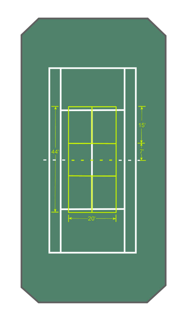 pickleball court on tennis court