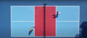 Pickleball court on tennis court